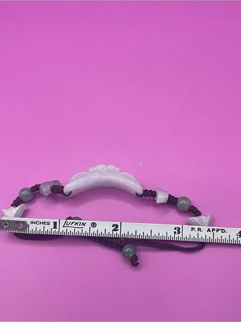 Hand-Carved Light Green Jade Rose Pendant Bracelet